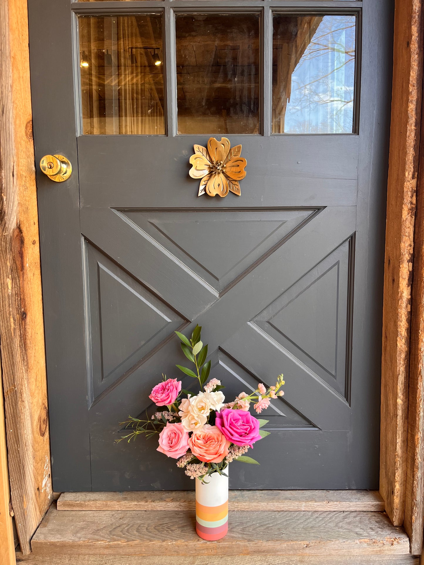 Colorful Striped Vase Arrangement
