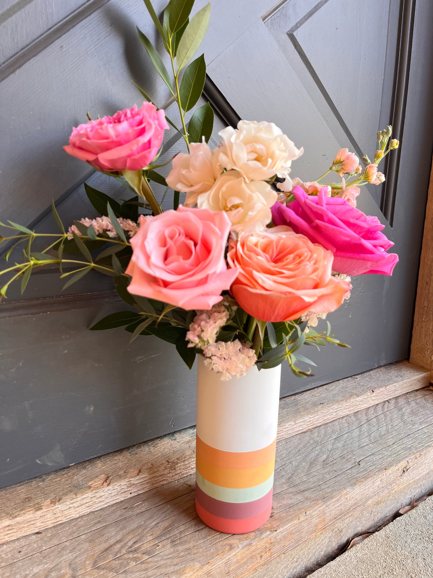 Colorful Striped Vase Arrangement