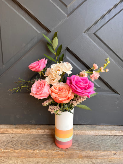 Colorful Striped Vase Arrangement