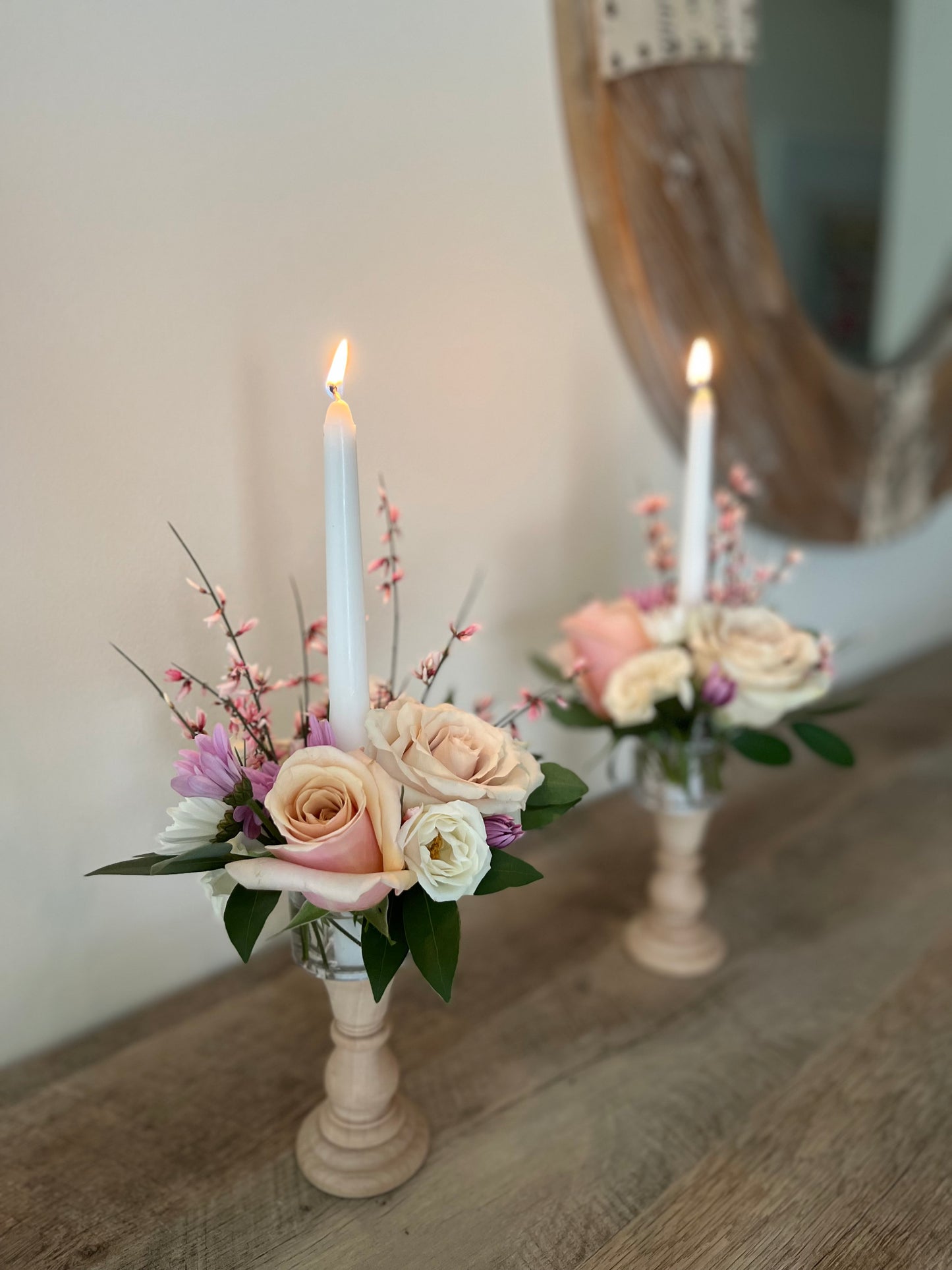 Floral Candle Stick Arrangements (Set of Two)