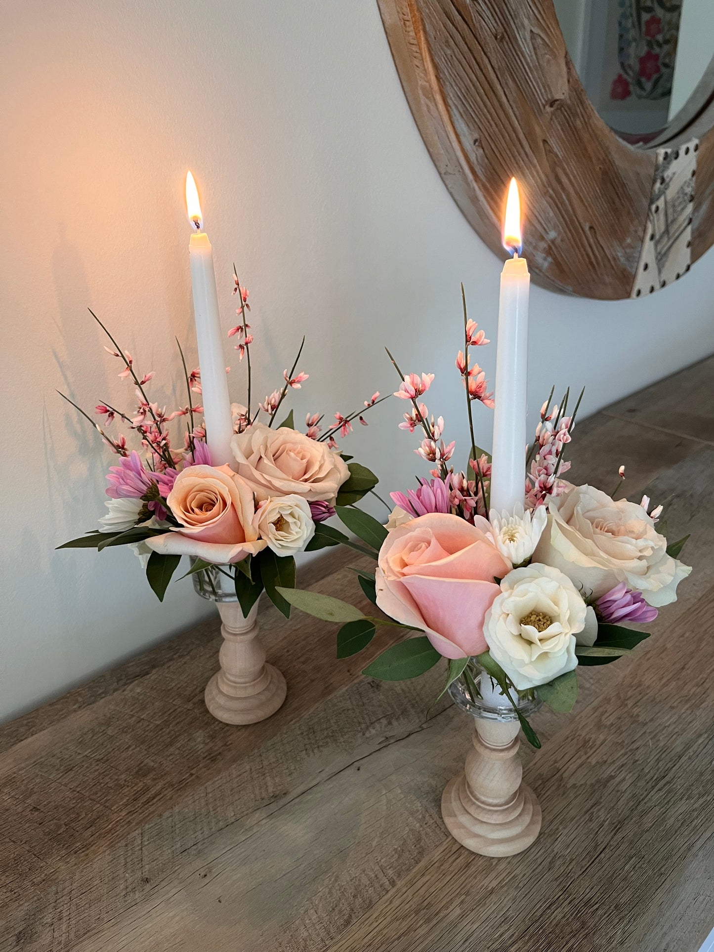Floral Candle Stick Arrangements (Set of Two)